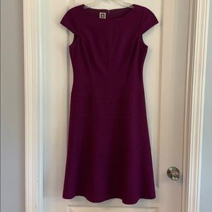 Anne Klein Cap Sleeve Purple Midi Dress